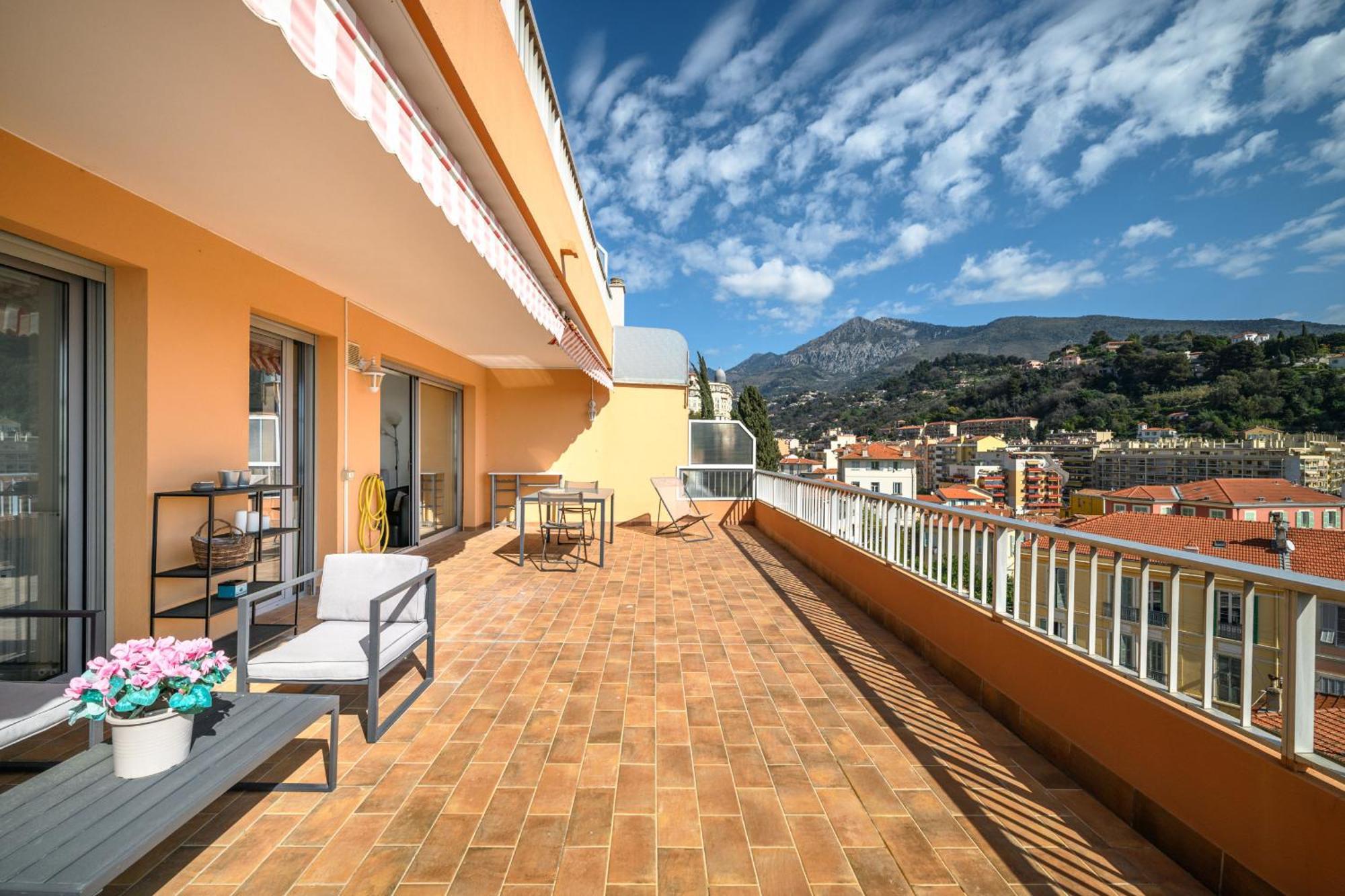 'L'Alicante Proche' Gare, Terrasse, Vue Mer 芒通 外观 照片